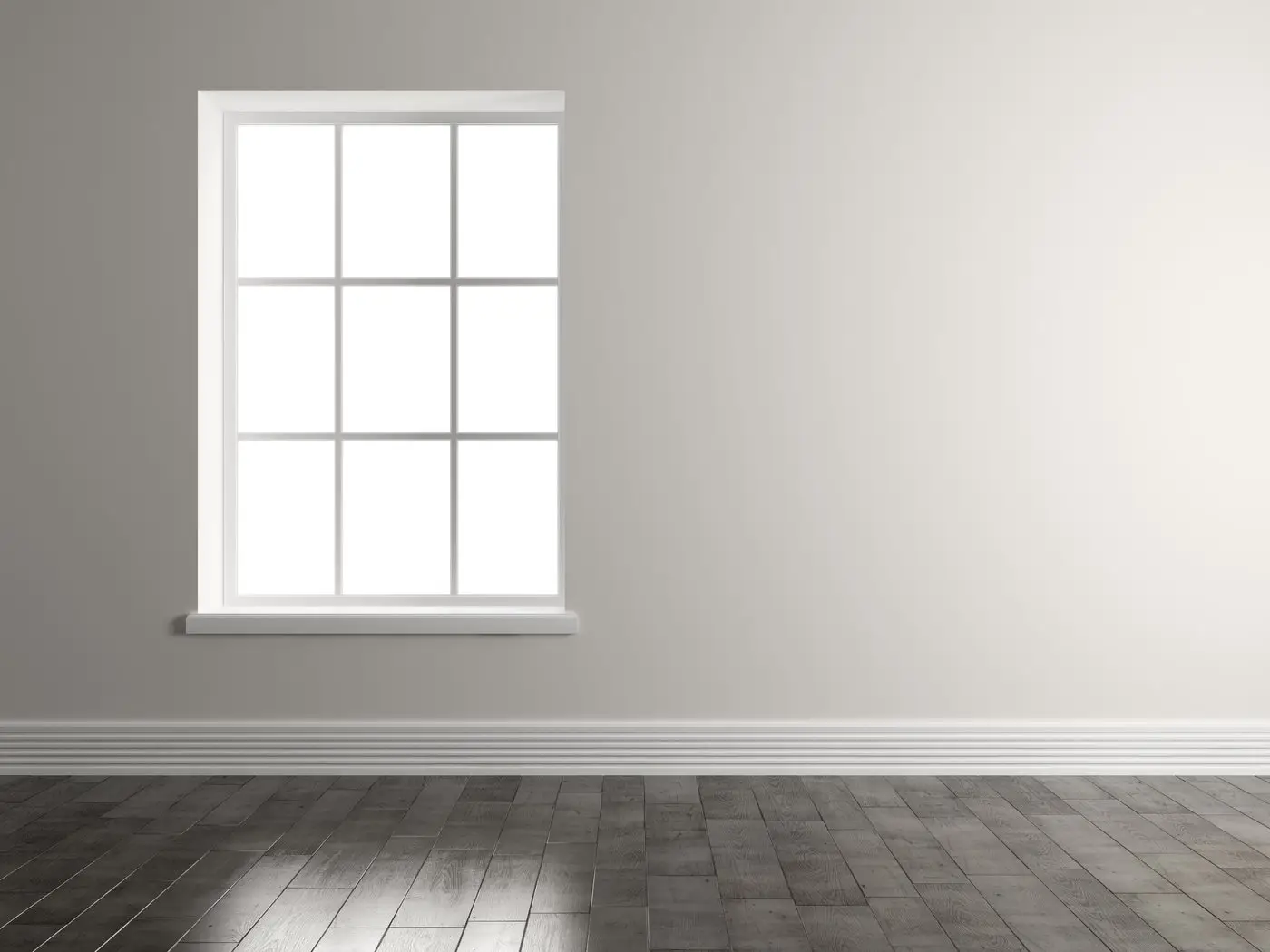 Empty room with a window and clean wood floor after a property cleanout